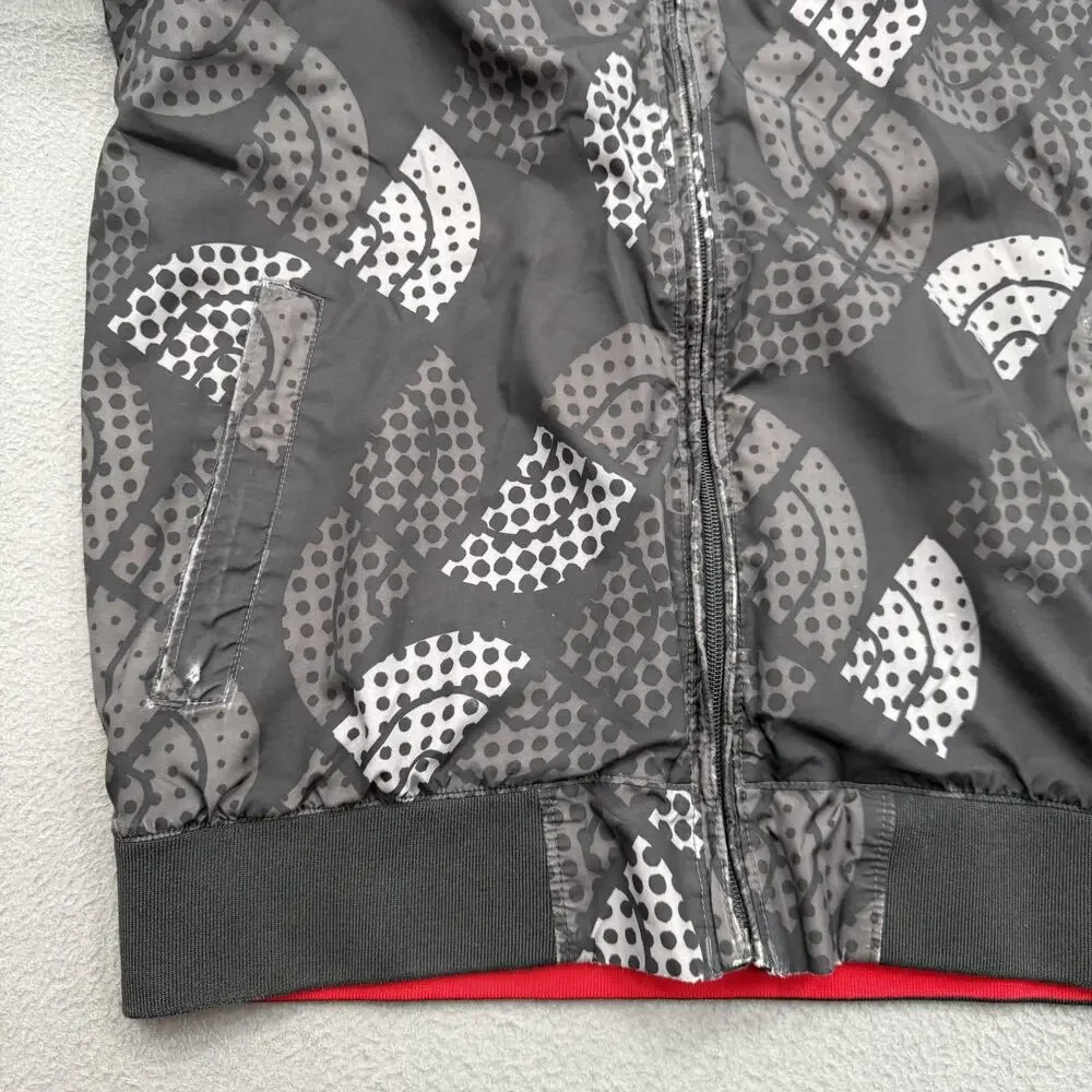 The North Face Jacket Mens Medium Gray Hooded‎ Full Zip Lined Geometric Pattern